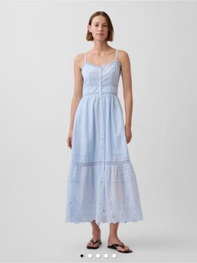 GAP Lace trimmed Button Front Maxi Dress size small